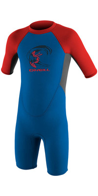 2024 O'Neill Toddler Reactor 2mm Back Zip Shorty Wetsuit 4867 - Ocean / Graphite / Red